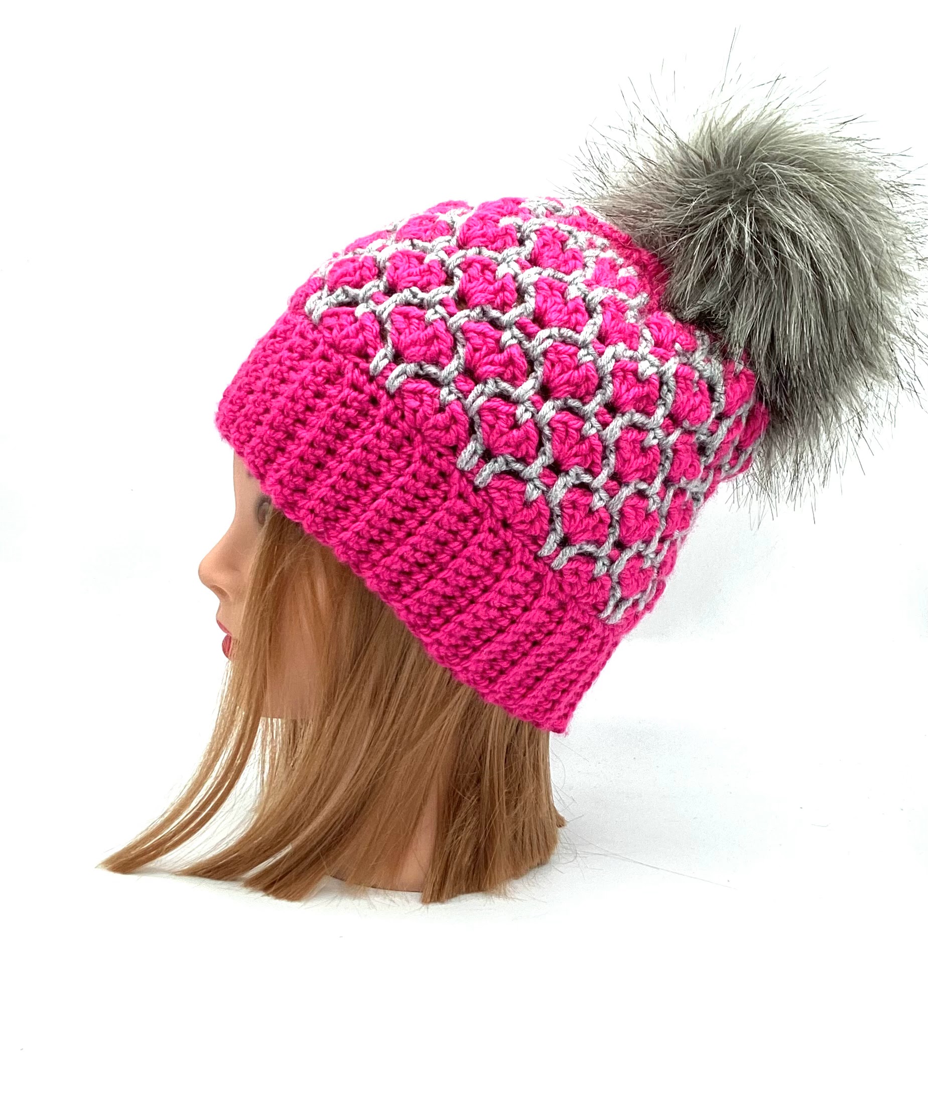 Free Crochet Heart Lace Beanie Pattern (Baby to Adult Sizes) +